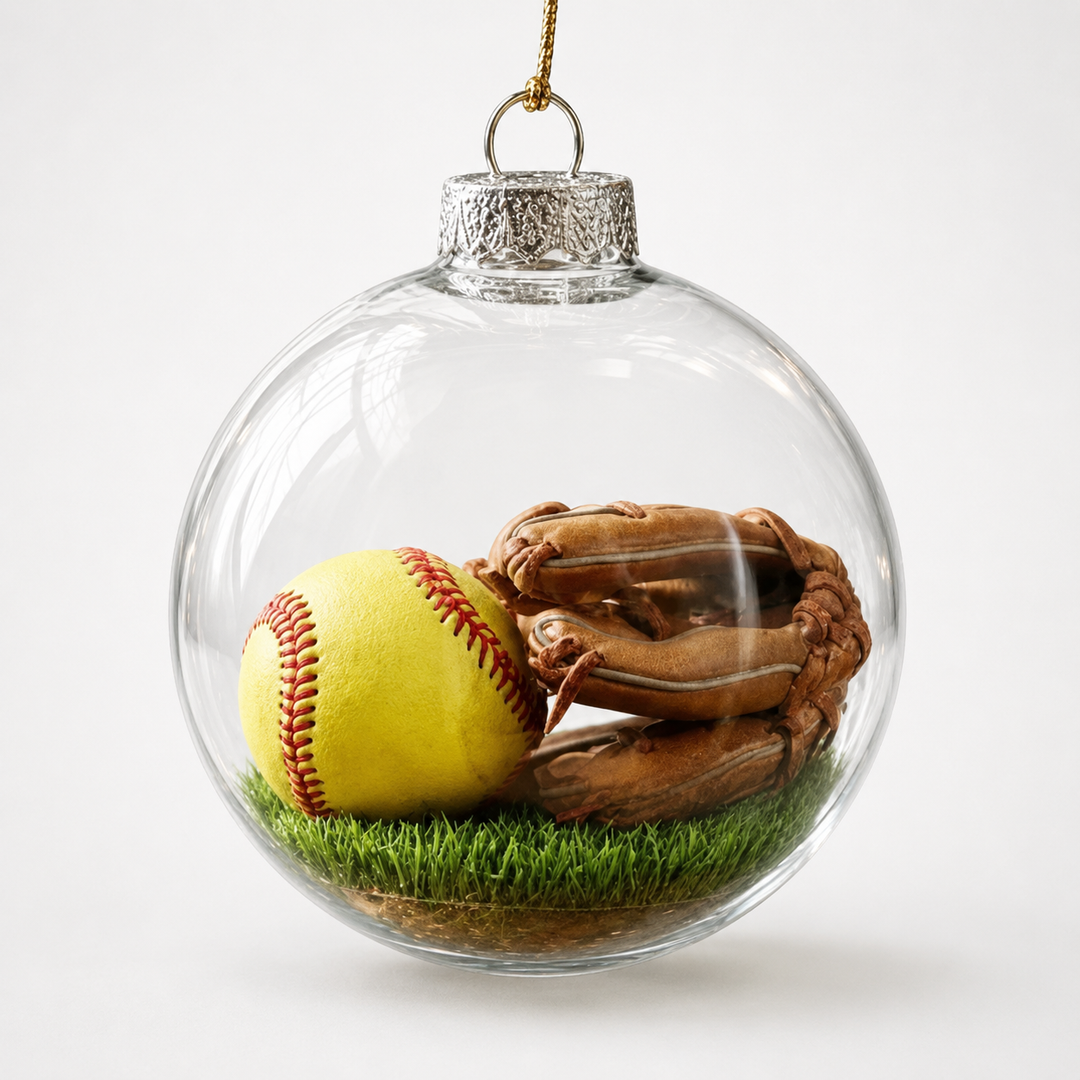 Seasonkeep – Szklana bombka akrylowa na Boże Narodzenie z motywem baseballowym (2 szt.)