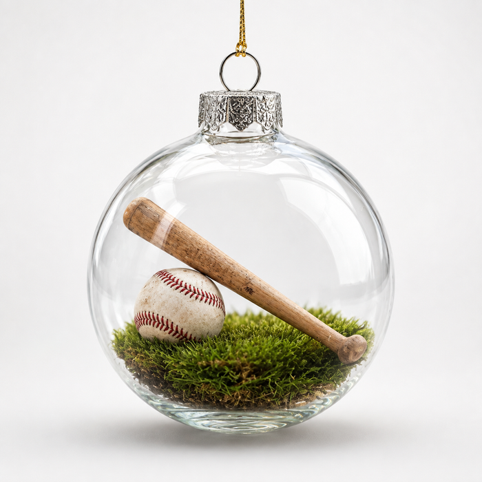 Seasonkeep – Szklana bombka akrylowa na Boże Narodzenie z motywem baseballowym (2 szt.)