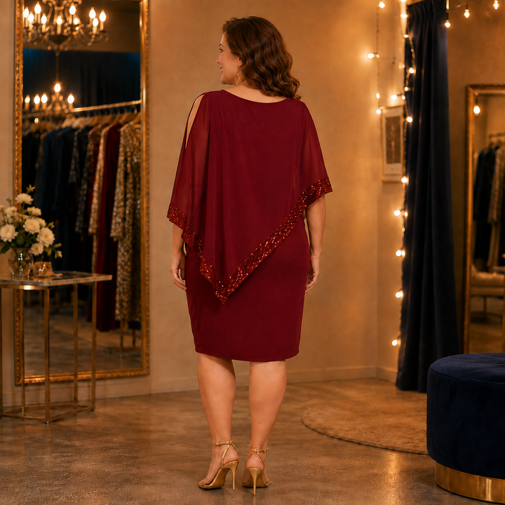 Wearbella – Midi Sukienka z Ozdobnymi Cekiny na Jedno Ramię