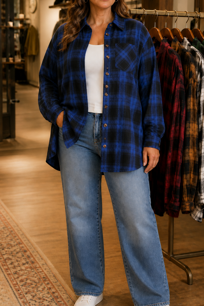 Overshirt & Co – Oversized Koszula Flanelowa w Kratę Buffalo