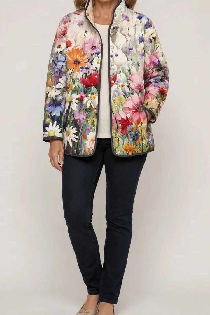 Wearbella – Kurtka Puchowa z Kwiatowym Wzorem