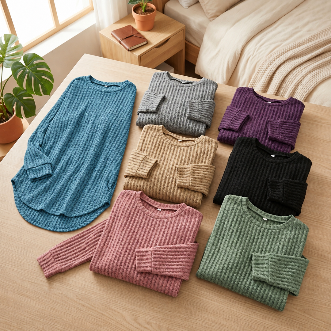 Wovelle – Oversize Sweter z Dzianiny Waffle