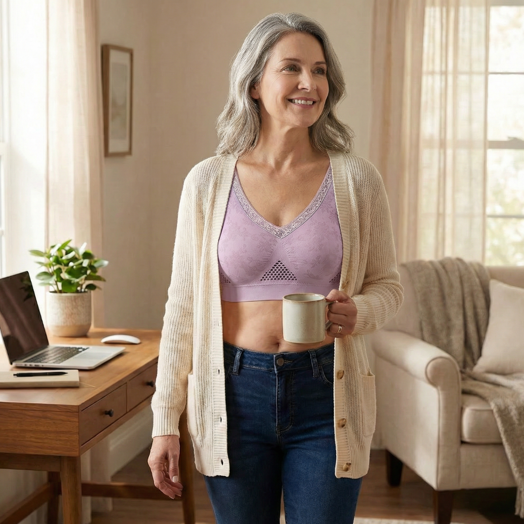 Aireya – Bezprzewodowy biustonosz damski z bawełny z oddychającą siateczką