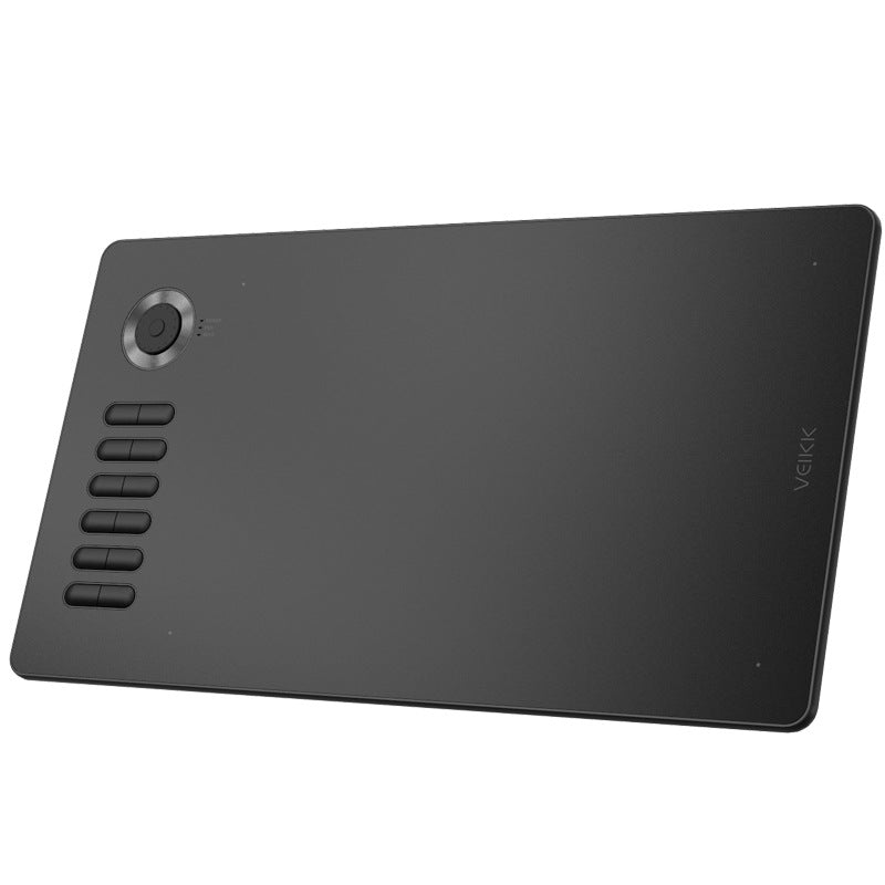 Czarny tablet graficzny z piórkiem na biurku