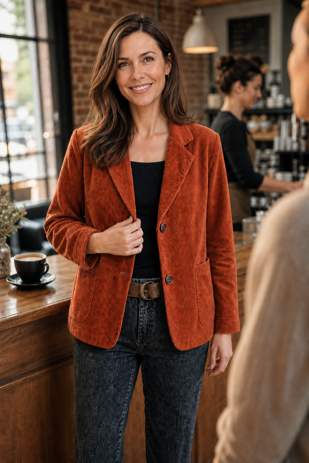 Wearbella – Kurtka o strukturalnych ramionach w stylu cienkiego sztruksu