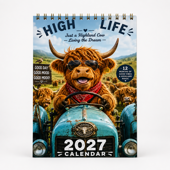 Mootsy – Kalendarz Ścienny z Highland Cow na 2027 rok