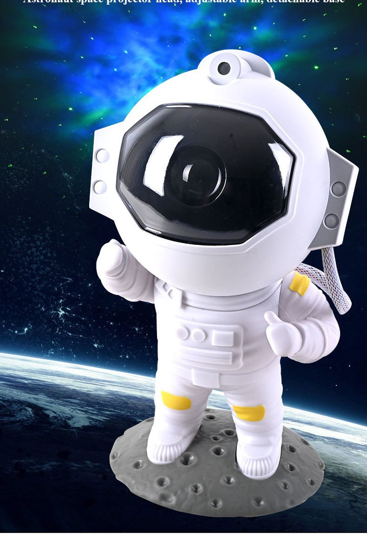 Projektor astronauta wyświetlający galaktykę