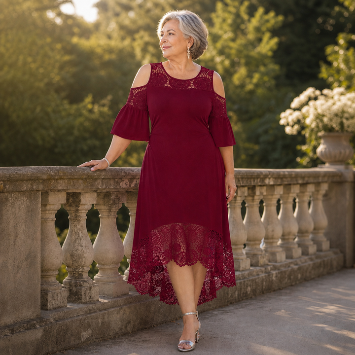 Wearbella – Sukienka midi z koronkowym dołem, odkrywająca ramiona