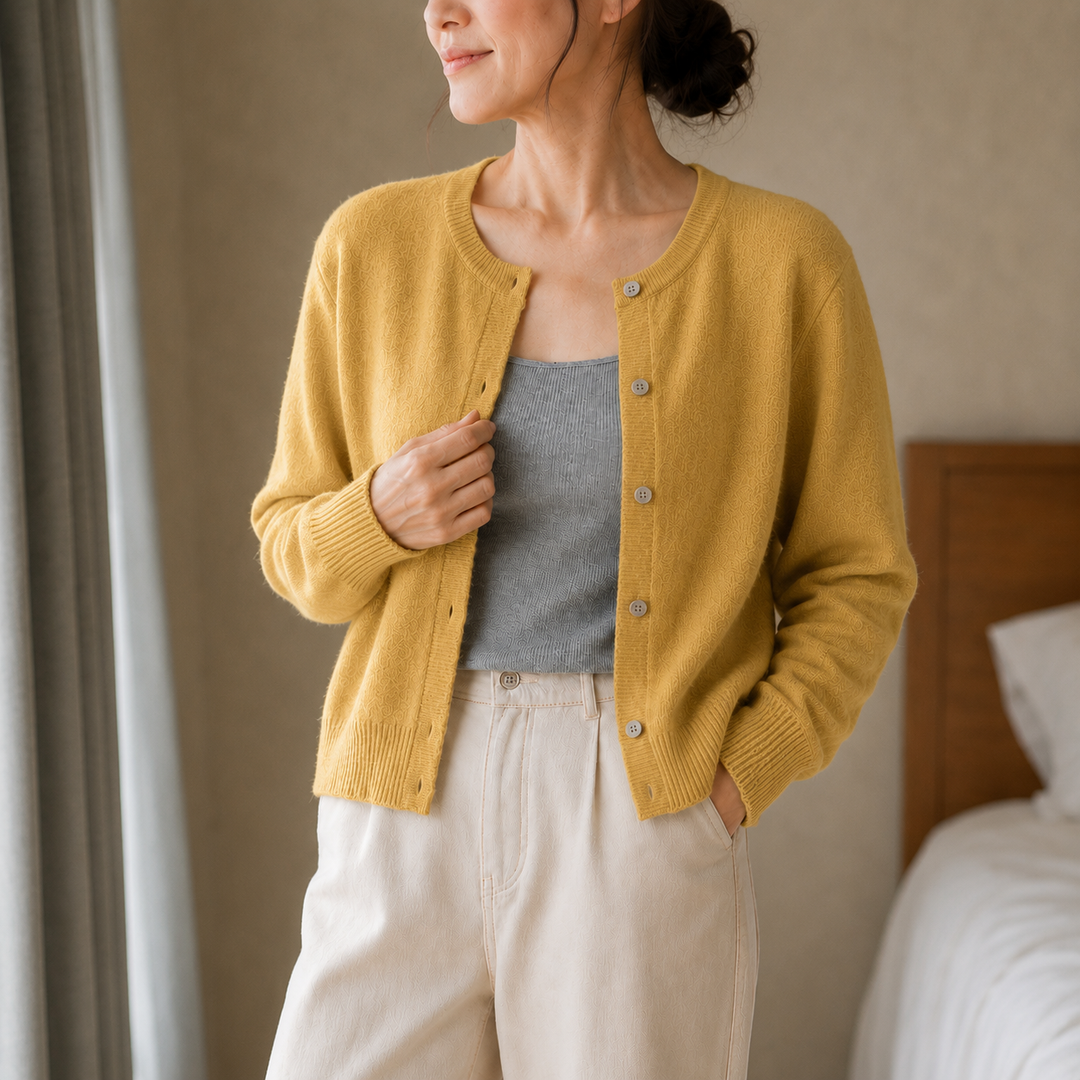 Wearbella – Krótki kardigan z przyciskami i miękkiego dzianiny