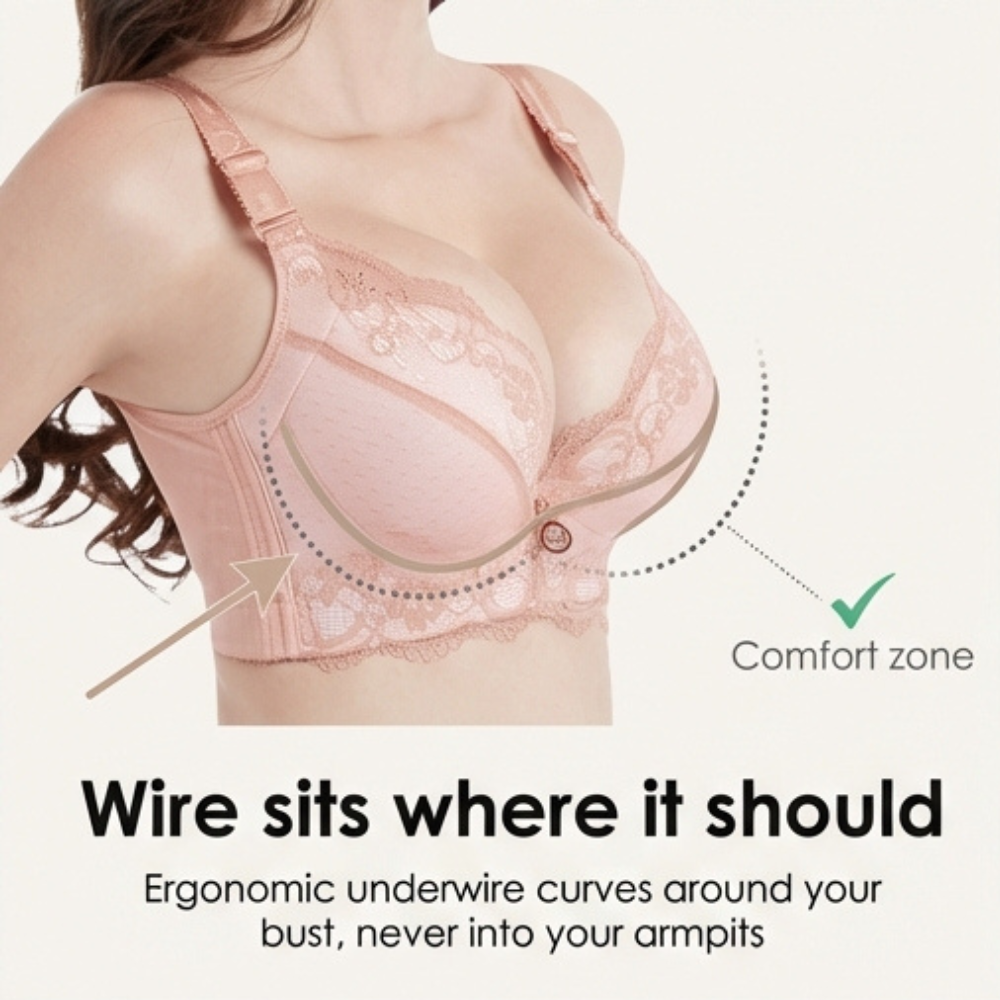 Florelle – Biustonosz Push-Up z Koronką dla Kobiet z Wygładzającymi Skrzydełkami