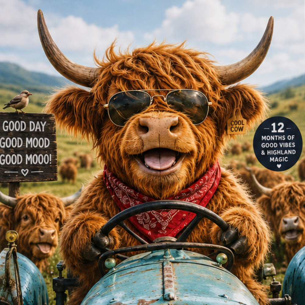 Mootsy – Kalendarz Ścienny z Highland Cow na 2027 rok