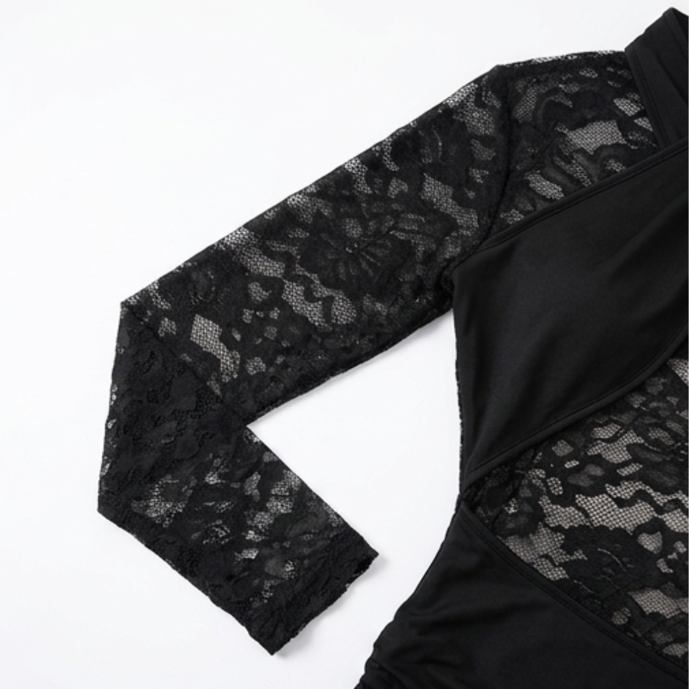 Velaire – Damska koronkowa sukienka mini bodycon z dekoltem na szyi