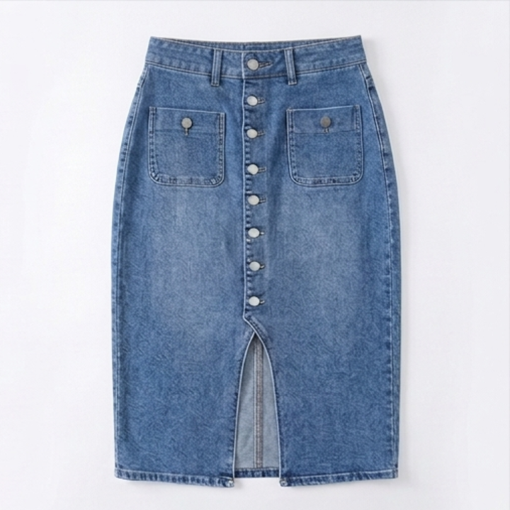 Denara – Spódnica dżinsowa o ołówkowym kroju z guzikami z przodu