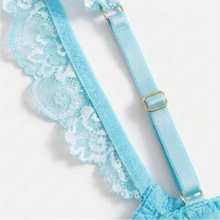 Lunaveil – Zestaw biustonosza i majtek z koronką w kwiaty dla kobiet