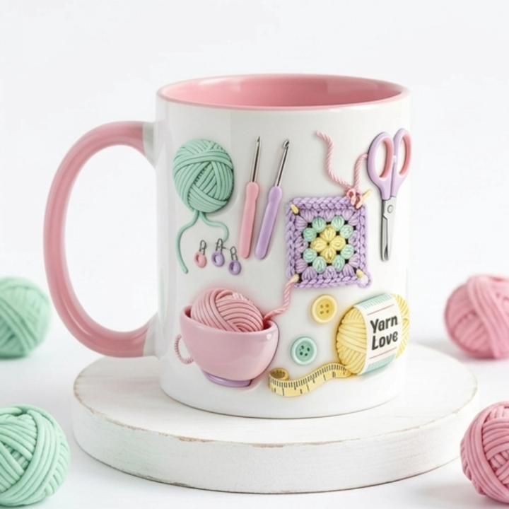 Yarnlove – kubek do rękodzieła 3D dla dziewiarek i szydełkujących