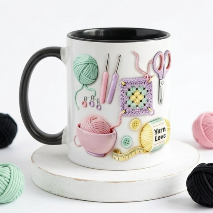 Yarnlove – kubek do rękodzieła 3D dla dziewiarek i szydełkujących