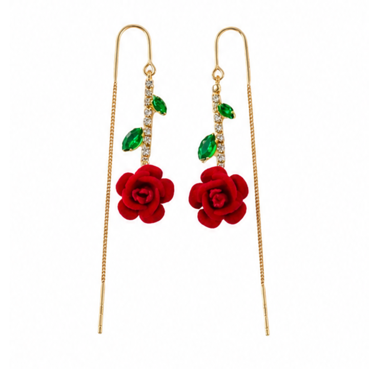 Roselyn – Romantyczne kolczyki z różą i szmaragdami