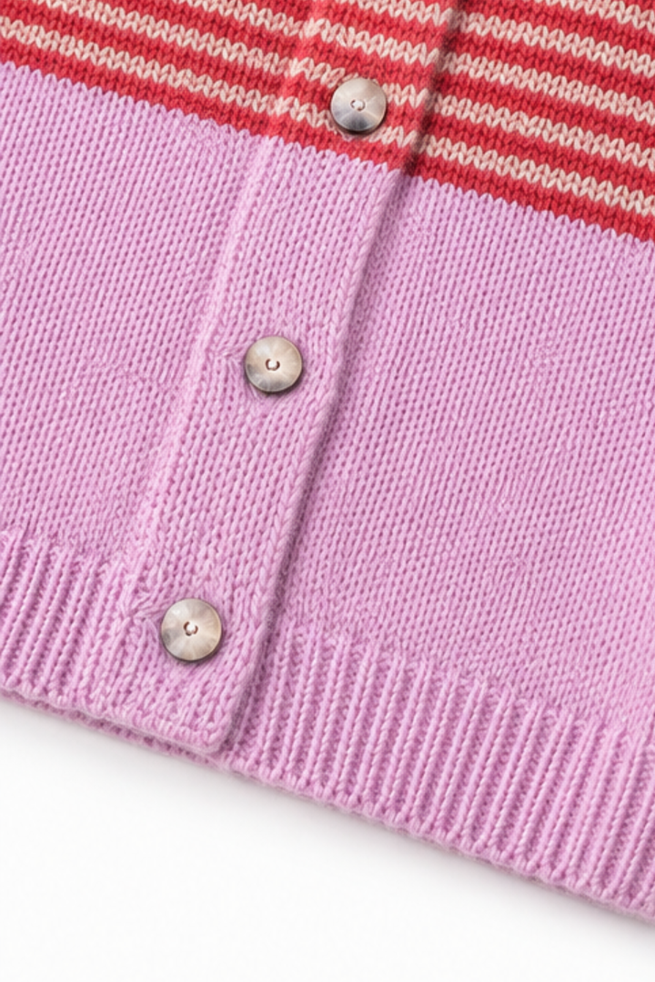 Warmweave – Kardigan z kolorowymi pasami na otwartym przodzie