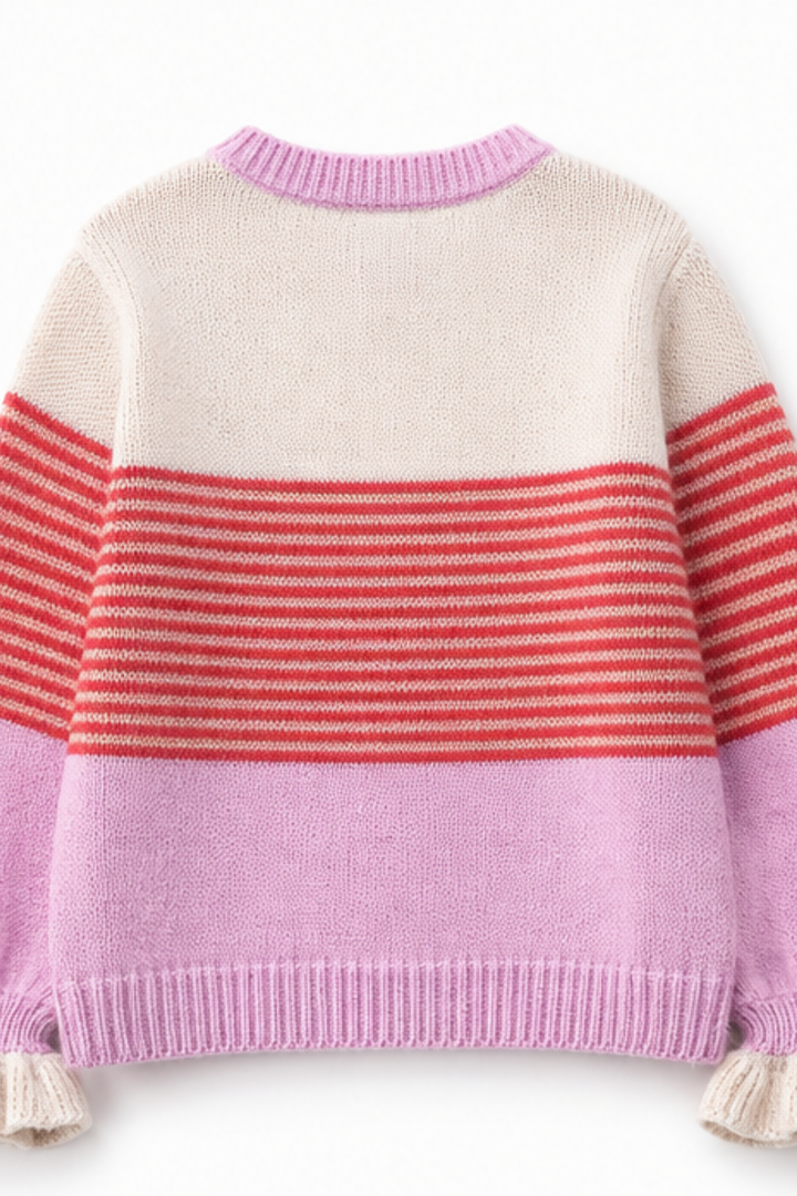 Warmweave – Kardigan z kolorowymi pasami na otwartym przodzie