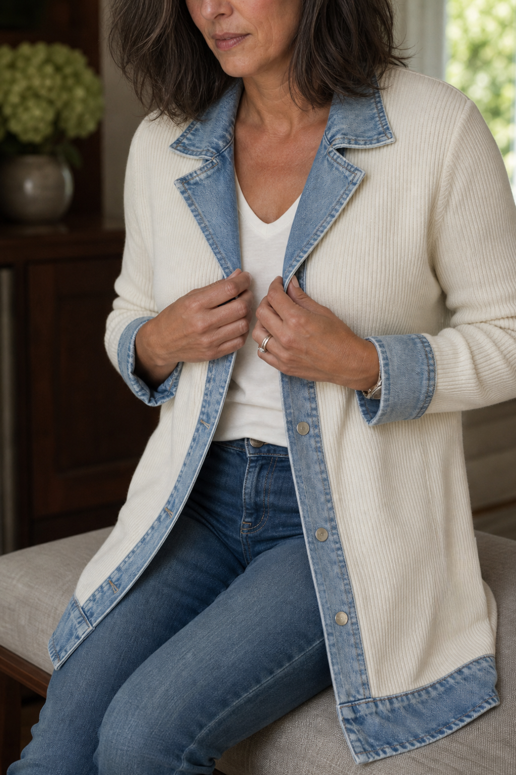 Wearbella – Płaszcz dzianinowy w stylu denimu