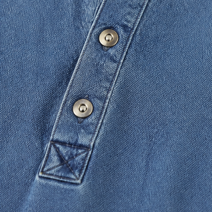 Denara – Sukienka maxi z denimu z lanternowymi rękawami i półguzikami