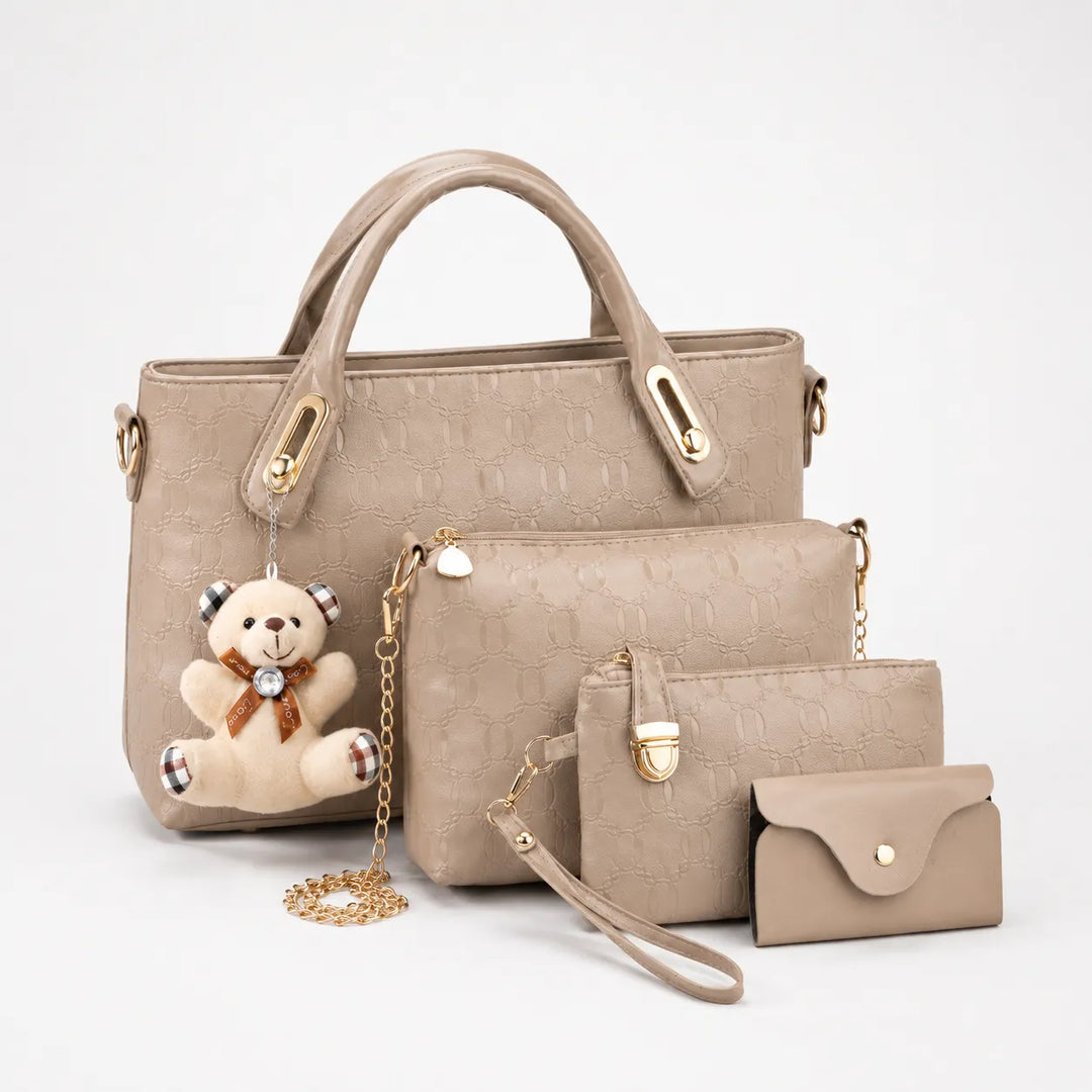 Belluna – Zestaw torebek skórzanych w 4 częściach, torba tote, torba crossbody, saszetka, etui na karty