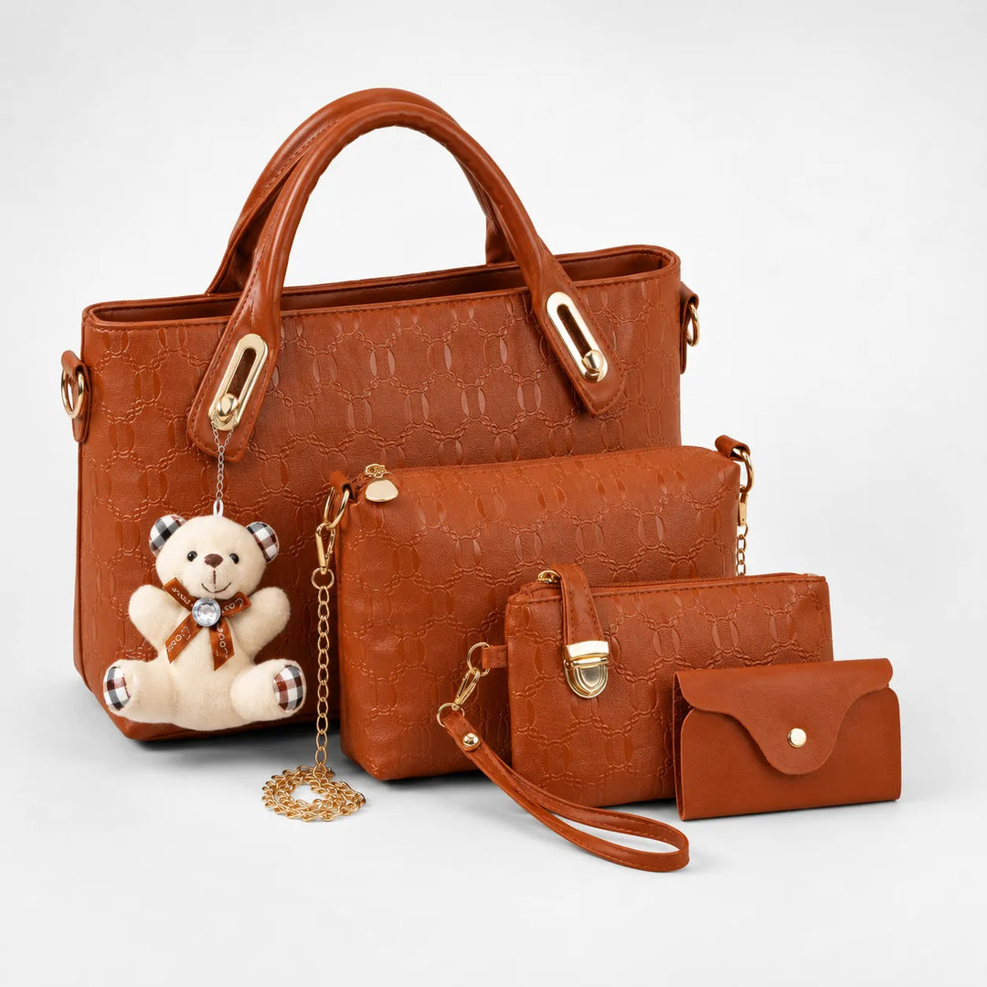 Belluna – Zestaw torebek skórzanych w 4 częściach, torba tote, torba crossbody, saszetka, etui na karty