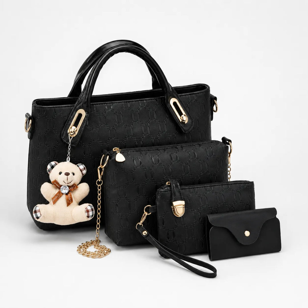 Belluna – Zestaw torebek skórzanych w 4 częściach, torba tote, torba crossbody, saszetka, etui na karty