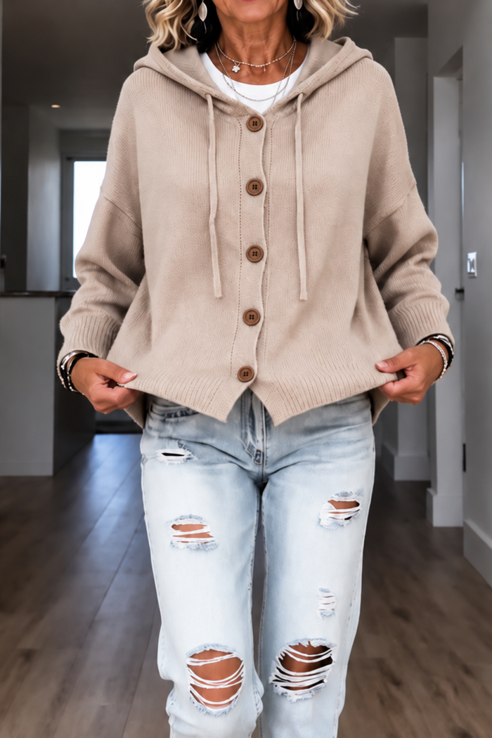 Wearbella – Kardigan z kapturem i prążkowanym dzianiną ze sznurkiem