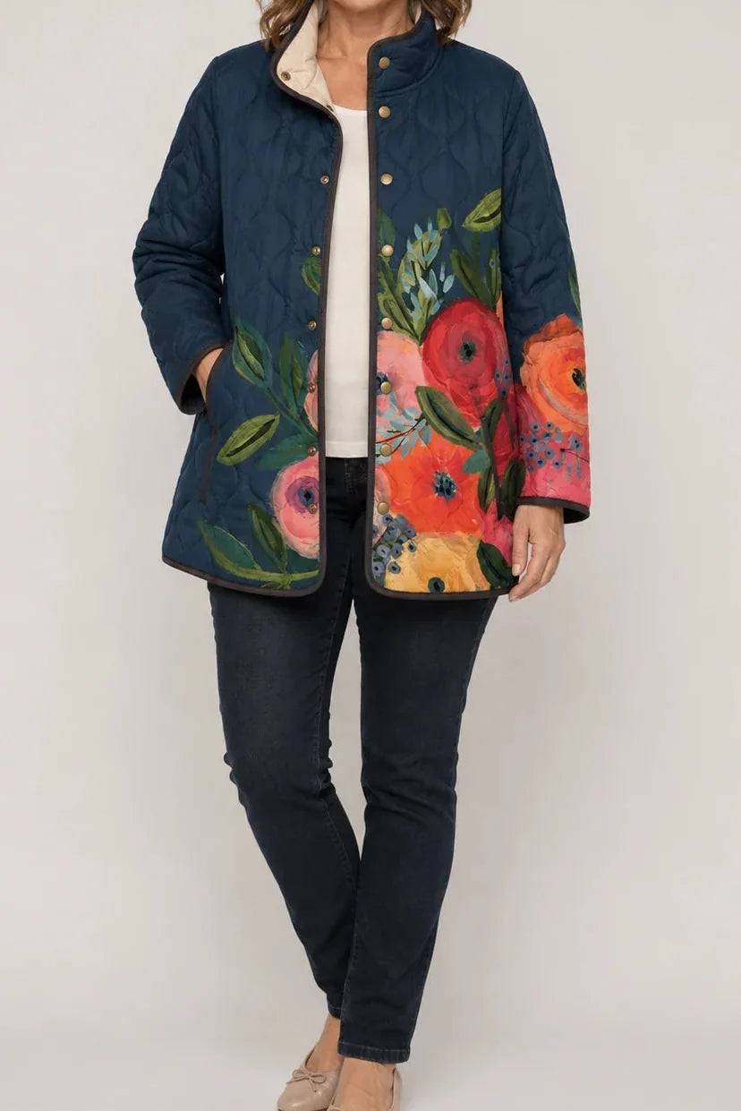 Wearbella – Kurtka Puchowa z Kwiatowym Wzorem