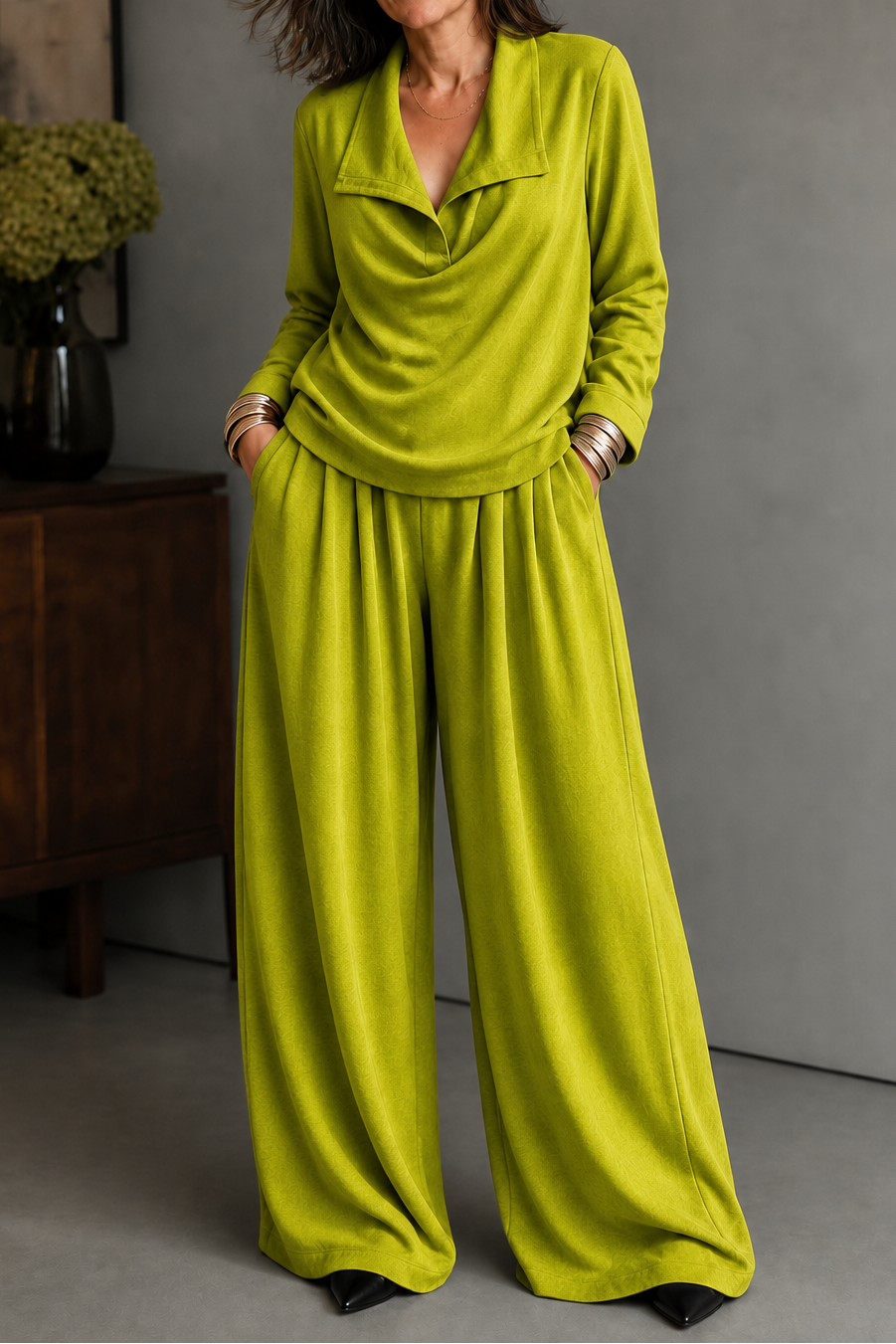 Wearbella – Dzianinowy Top z Żebrowanym Wzorem i Spodnie