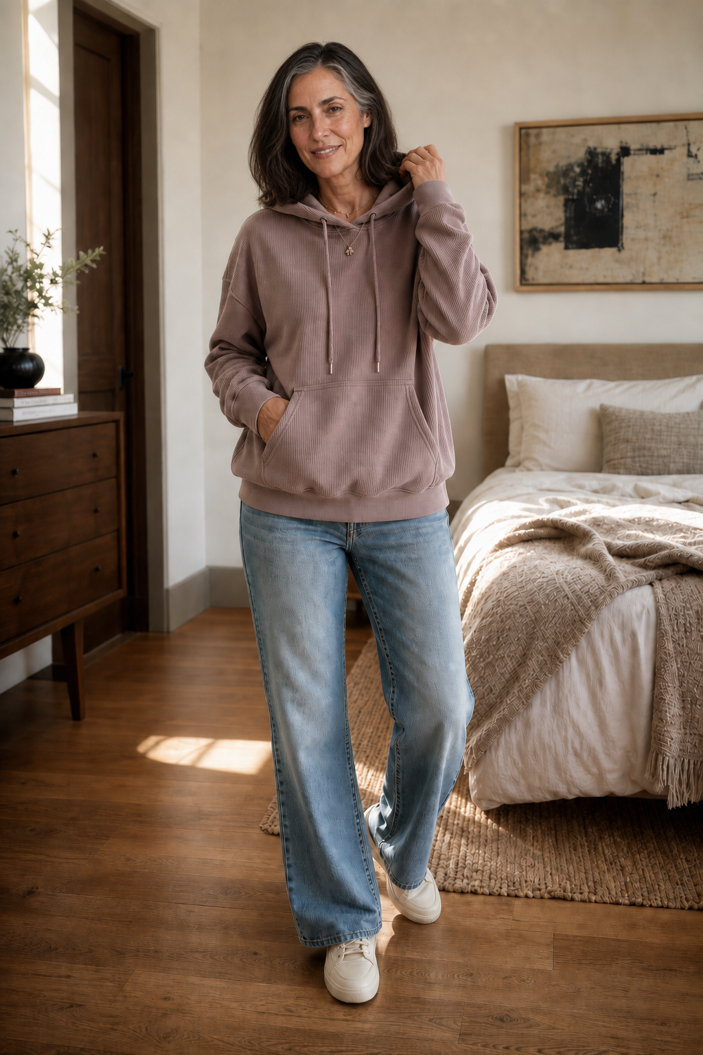 Corduvie – Bluza z kapturem w wyglądzie sztruksu z kieszeniami