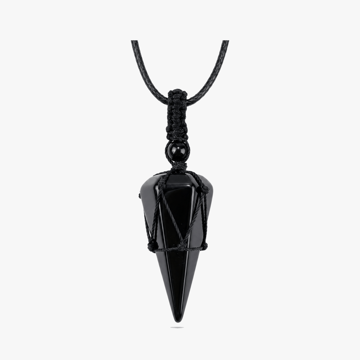 Noctera – Wisior z Obsidianu Owijany Makramą