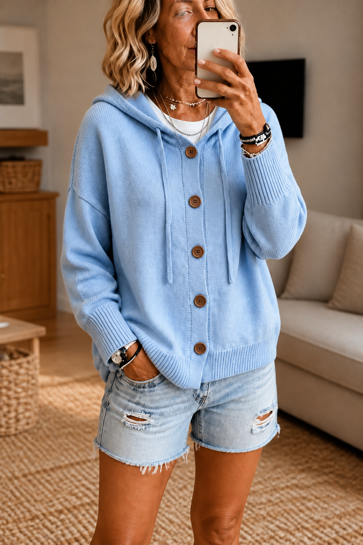 Wearbella – Kardigan z kapturem i prążkowanym dzianiną ze sznurkiem