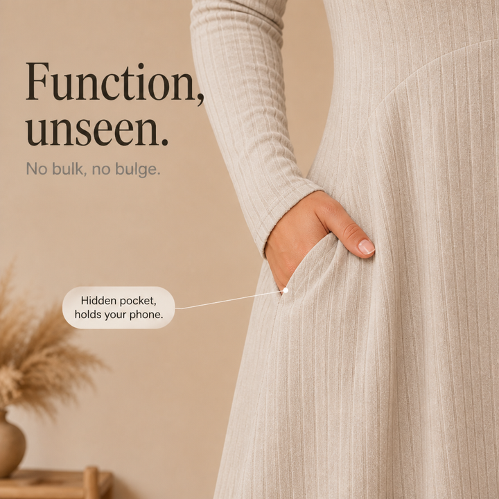 Vivelyn – Sukienka midi A-line z wysokim stanem i prążkowanej dzianiny