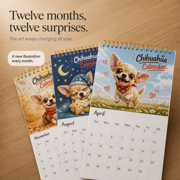 Chihuaholiday – Kalendarz ścienny Chihuahua na 2027 rok