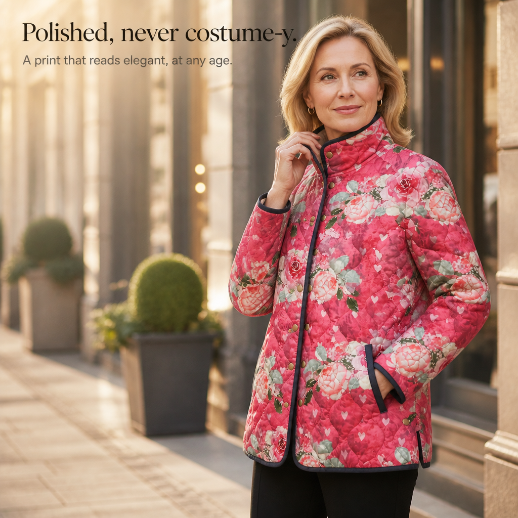 Wearbella – Kurtka Puchowa z Kwiatowym Wzorem