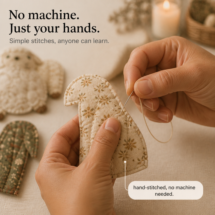 Heirloom &amp; Hollow – Zestaw do szycia szopki z materiału patchworkowego