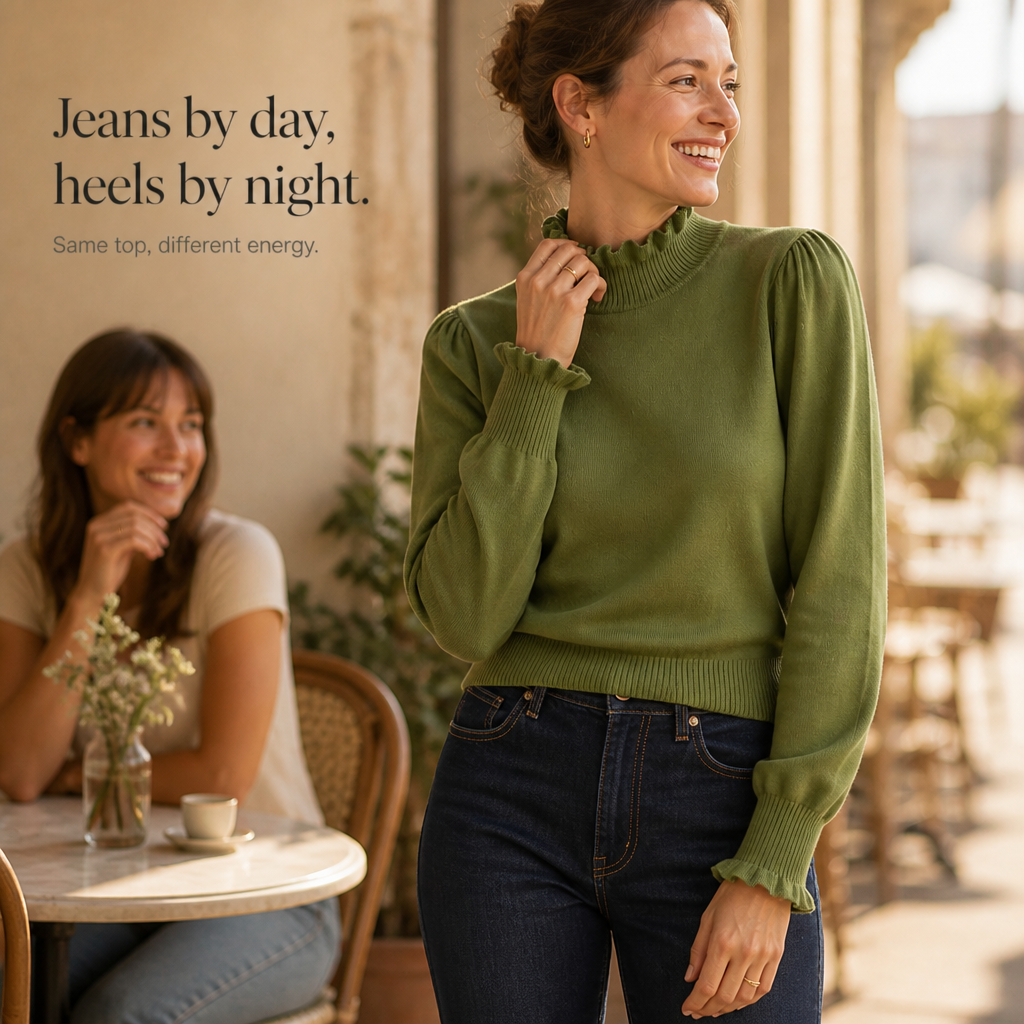 Ruffle &amp; Row – Sweter z falbaną
