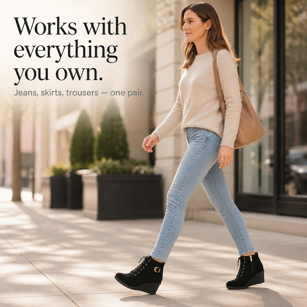 Wearluxe – Ukryte Botki na Koturnie z Zapięciem