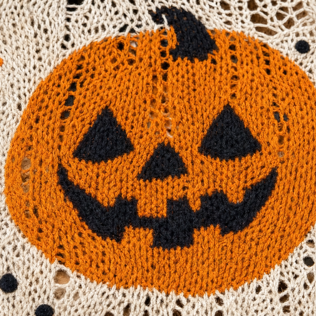Harvestknit – Sweter z intarsjami w dynie i nietoperze