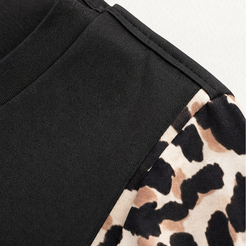 Wearleta – Bluzka z falbanami w stylu peplum z kontrastowymi rękawami w leopardzie
