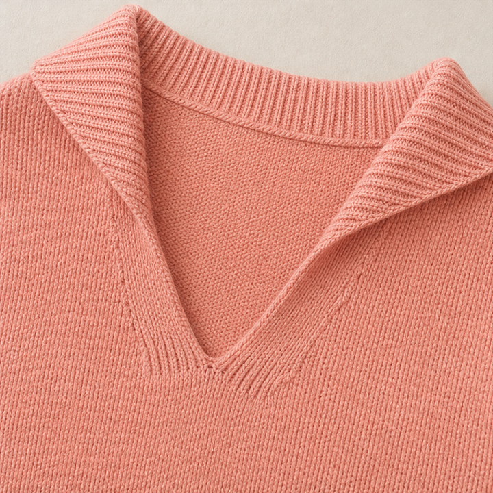 Lapella – Sweter z kołnierzykiem typu lapel i dekoltem w serek