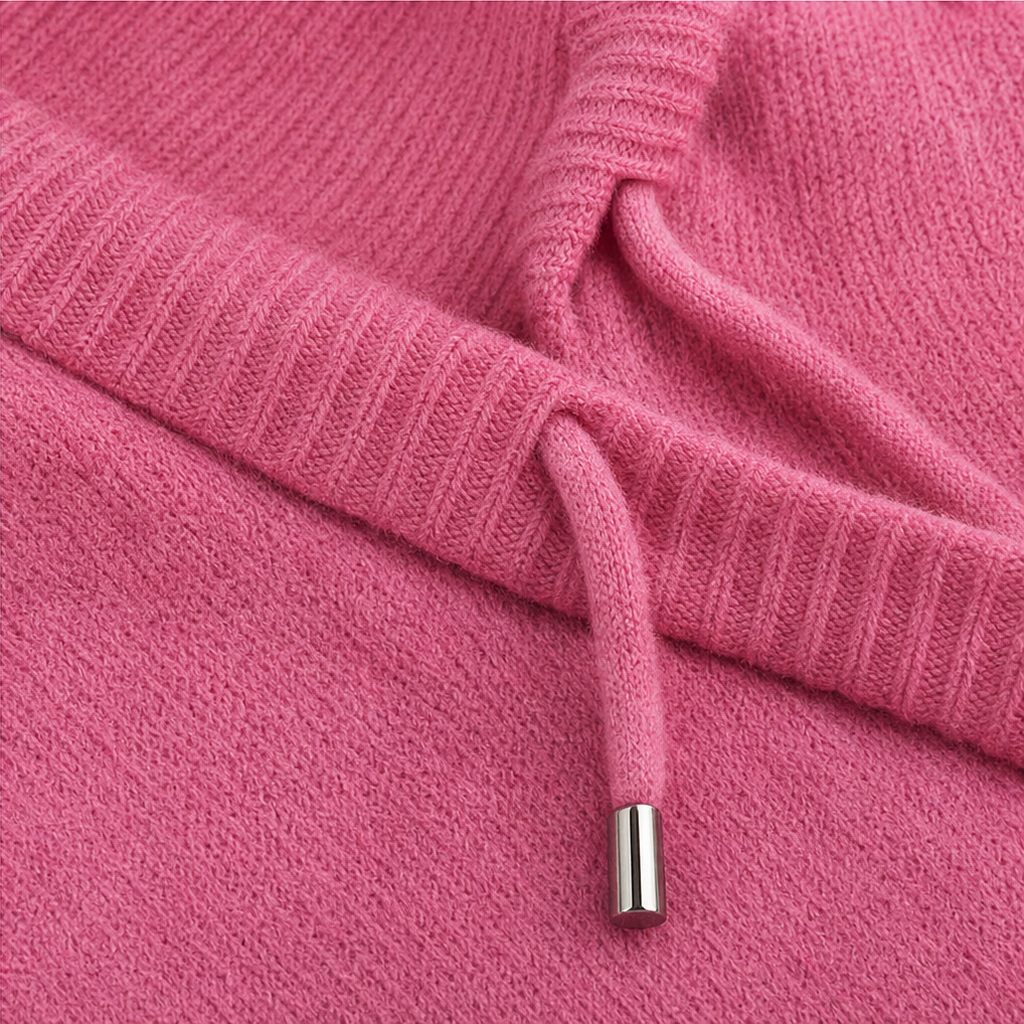 Cozelle – Luźny, Przerwanowy, Otwarty Sweter z Kapturem