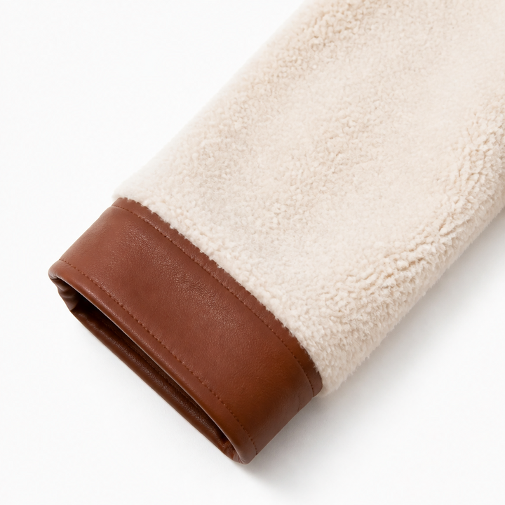 Plushlynn – Puchowy płaszcz z wykończeniem z sztucznej skóry