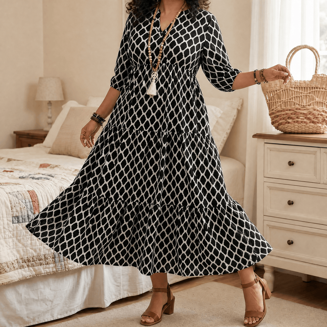 Curvella – Długa Sukienka Boho dla Kobiet z Kieszeniami