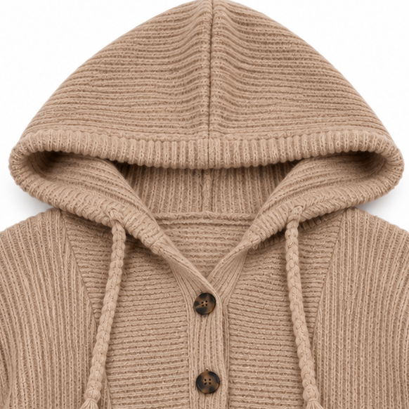 Wovella – Sweter z dzianiny prążkowanej z guzikiem przy dekolcie