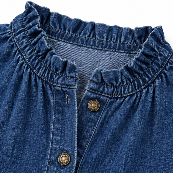 Wearbella – Bluzka z falbanami i stójką, wyglądająca jak dżins