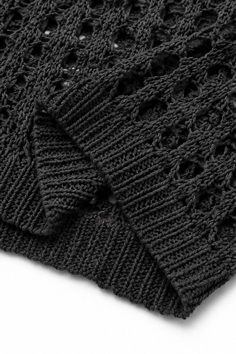 Sunlace – Sweter Oversize z Otwartych Splotów na Ramię