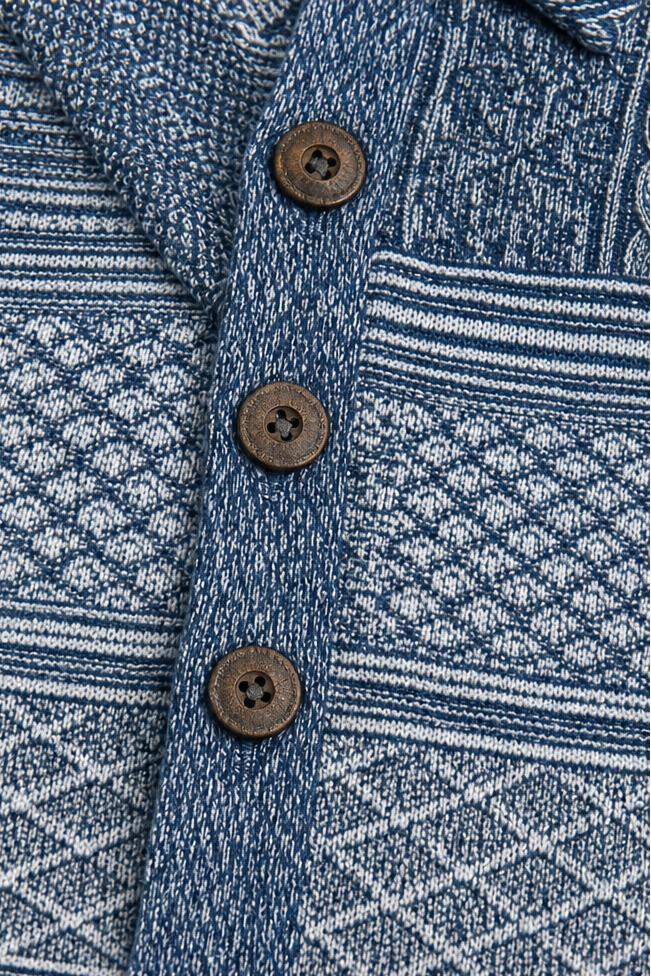 Layerlyn – Bluzka dzianinowa z denimu w patchworkowym wzorze